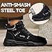 Dumsiyin Work Boots for Men Lightweight Steel Toe Shoes Indestructible Steel Toe Boots Comfortable Wear-Resistant Work Shoes Water-Resistant Safety Boot Black High Top Industrial Construction Boot