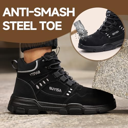 Image of Steel Toe Work Shoes for Men, Lightweight Safety Shoes with Puncture Resistant Midsole, Comfortable Protective Work Shoes for Warehouse Factory Light Construction