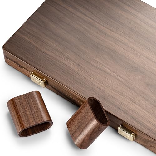 Juego de Backgammon de madera premium de nogal 14.5" miniatura 3