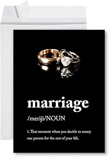 Andaz Press Funny Wedding Jumbo Card, Marriage Definition 8.5 x 11 inch Blank Congratulations Greeting Card with Envelope, Humour Rude Card for Newlyweds, Bride, Groom, Engagement Party Card, 1-Pack