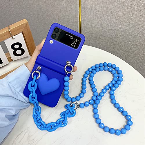 Coque collier luxe pour Samsung Galaxy Z Flip 3 avec pendentif cœur 3D amovible