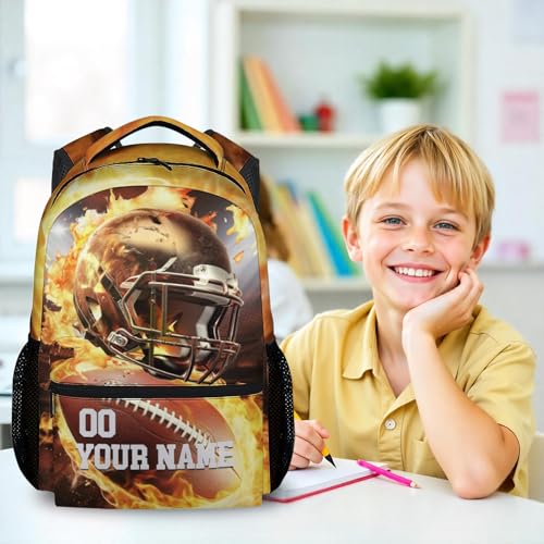 Custom Football School Backpack for Boys Football Player - 17 Inch Sports Themed Backpacks for Middle School - Cool Lightweight Durable Kids Bookbag for Students4