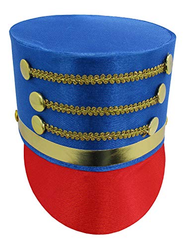 Adult Toy Soldier Hat - Marching Band Major Dress Hats - Ringmaster Nutcracker Cosplay Halloween Costume Accessory, Blue, One Size