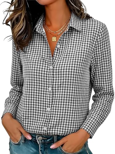 Image of Soft Wrinkle-Free Button Down Stretch Shirts for Women, Breathable Moisture-Wicking Casual Work Dress Tops