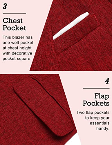 COOFANDY Men’s Sportcoat Jacket Slim Fit Lapel Pockets Causal Party Blazer Wine Red4