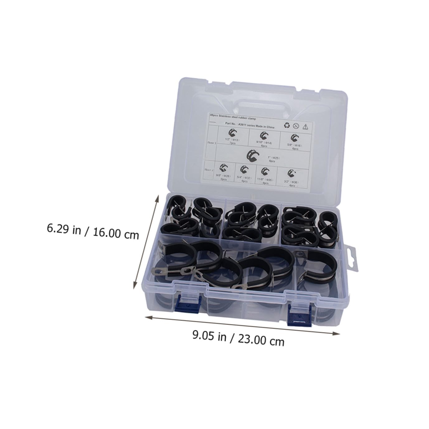 jojofuny 45pièces Kit De Colliers De Serrage r Acier Inoxydable Avec Doublure Caoutchouc Clips Pour Tuyaux Et Câbles Aux Vibrations Et Aux Environnements Extrêmes