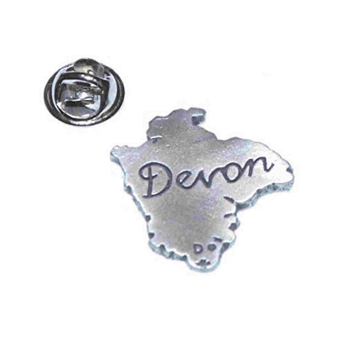 english pewter map of county of devon uk. Lapel Pin Badge / tie pin gift boxed