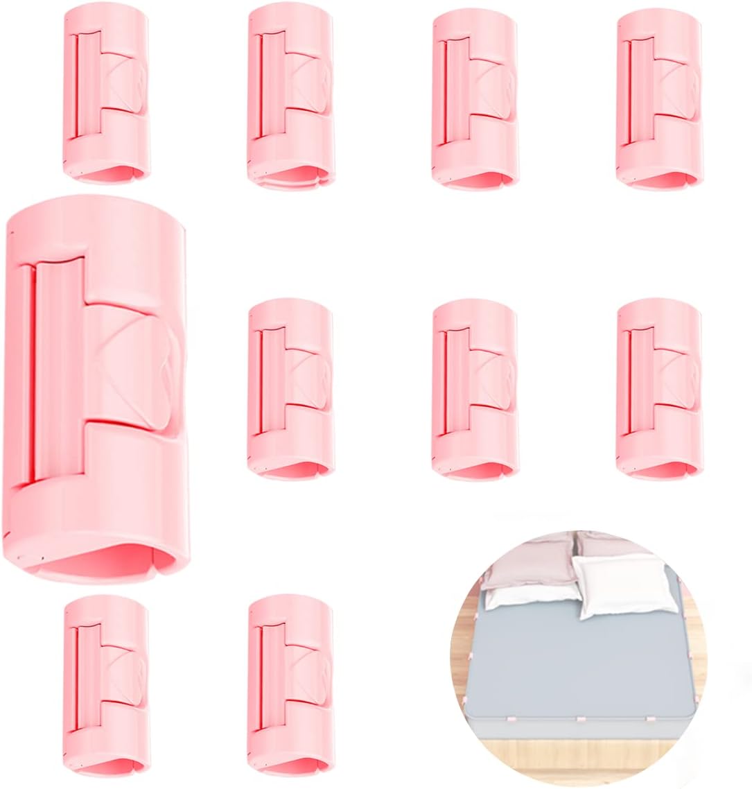 HIONRE 10 Pack Bed Sheet Grippers,Bed Sheet Clips with Two-Speed Adjustment,Sheet Holder That Hold Slip and Fall Out,Keep