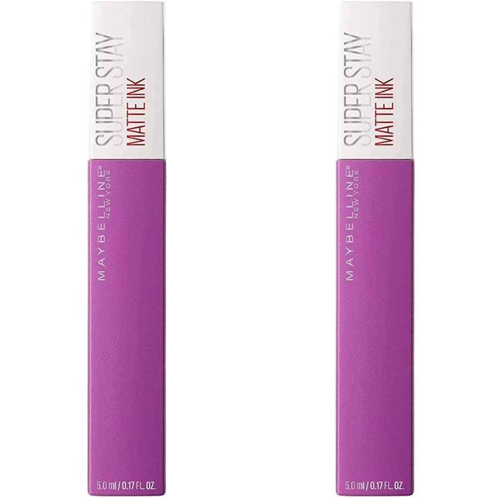 Maybelline New York, SuperStay Matte Ink, Pintalabios Mate de Larga Duración, Tono 35 - Creator, Morado Intenso (Paquete de 2)