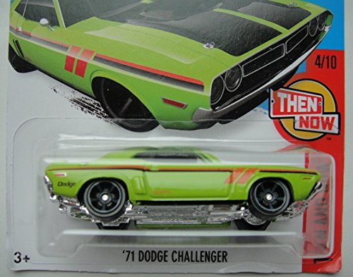 Hot Wheels Then and Now 4/10, Green '71 Dodge Challenger miniatura 2