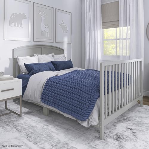 Image of Dream On Me Universal Crib to Full Size Bed Conversion Kit, Solid Wood Bed Rails for Select Convertible Cribs, Strong & Stable Support, Pebble Grey