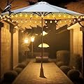 POOCCI Solar Umbrella Lights Crystal String Lights Solar Powered Waterproof 60 LED Patio Umbrella Lights 8 Lighting Modes Fairy Lights Outdoor for Garden Yard Beach Party Wedding Decor(Warm-White)