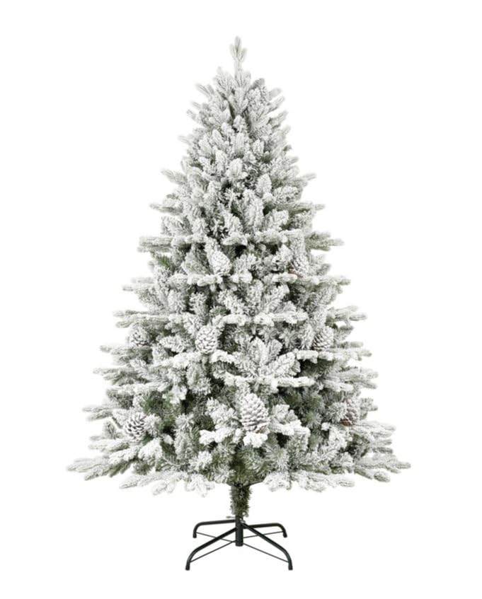 Árbol de Navidad Monte Fuji con piñas, 270 cm, nevado, 1900 ramas