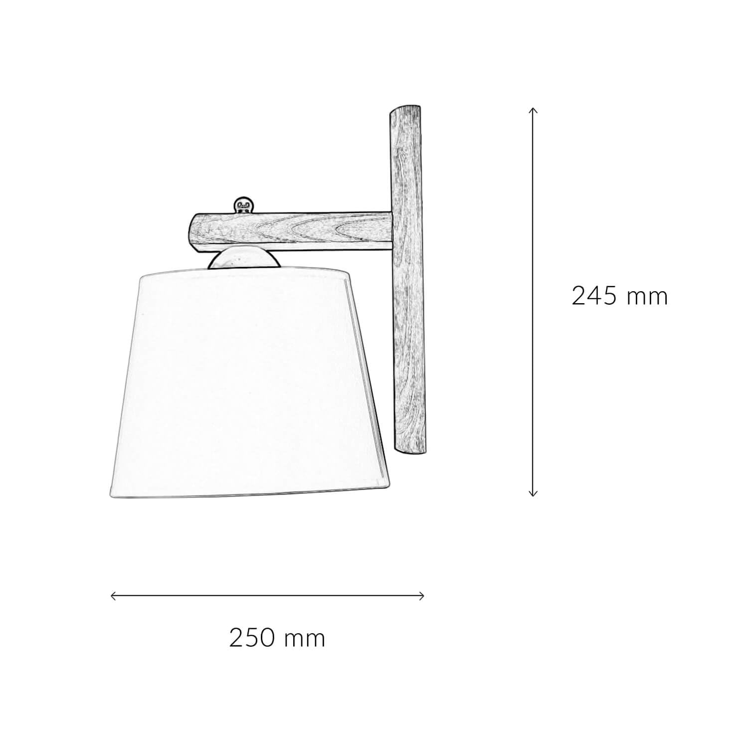 Licht-Erlebnisse Wandlampe Innen Stoff Eiche Rustikal Ecru Flur Wohnzimmer T:20 cm E27 max. 60W Modern gemütliche Wandleuchte Schlafzimmer AIDA