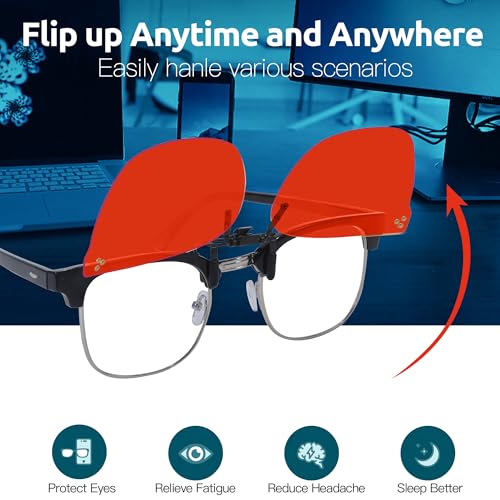 Image of VIEWBETTER Clip On Blue Light Blocking Glasses for Eyes Strain & Light-Sensitive Rimless Unisex Flip Up Clip-Ons BL3168
