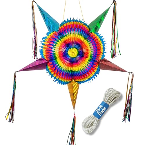 Large Pinata with Rainbow Cones and 25-ft Rope included, Extra Large Party Piñata (32'), Piñata para Cumpleaños, Adult Pinatas for Birthday Party (TexMex Fun Stuff)