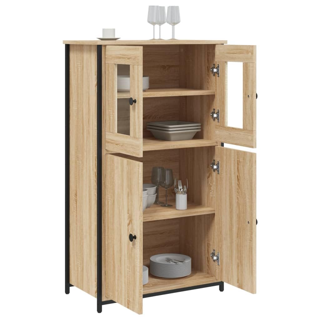 vidaXL Aparador Alto, Alacena con Puertas Estantes, Armario Consola, Aparador Auxiliar para Salón Hogar, Madera Contrachapada Roble Sonoma