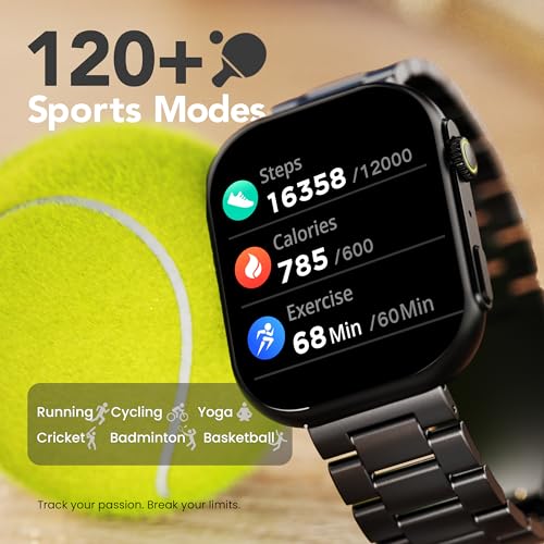 Image of GOBOULT Drift Max Smartwatch 2.01'' HD Screen, BT Calling 5.2, 350 Nits Brightness, IP68, 250+ Watchfaces, 120+ Sports Modes, AI Voice Assistant, SpO2 Monitoring (Coal Black)