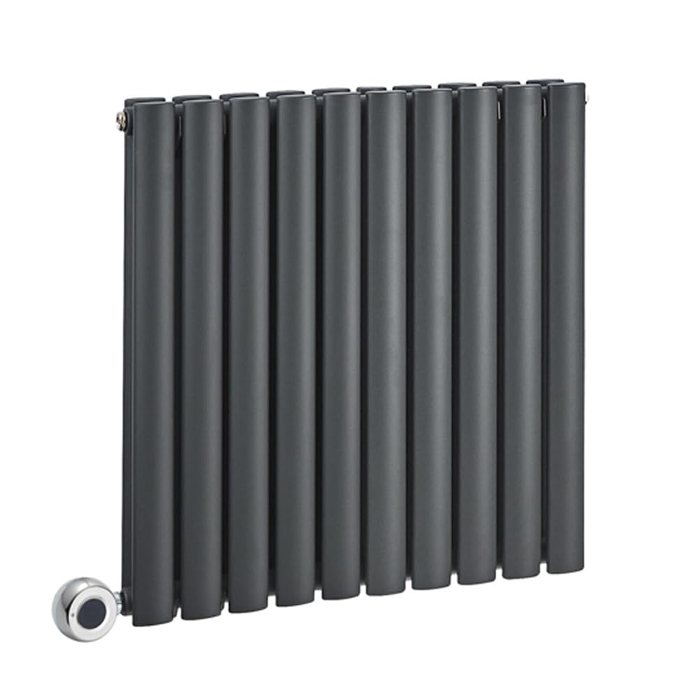 Milano Aruba 800W Anthracite Horizontal Double Oval Panel WiFi Electric Radiator - 635mm x 590mm