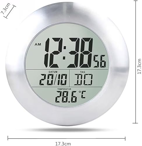 Miniatura 4 de Reloj digital de pared para ducha de baño, spray impermeable, medidor a prueba de humedad, pantalla grande, calendario mes y fecha, [4 ventosas