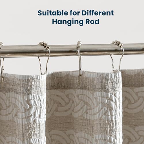 SLEEP ZONE Geometric Jacquard Shower Curtain, Textured Fabric Shower Curtains Arch Curtain for Modern Home Decorations Bathroom, 72" × 74" Beige Arch by SLEEP ZONE - Used condition - Image 4