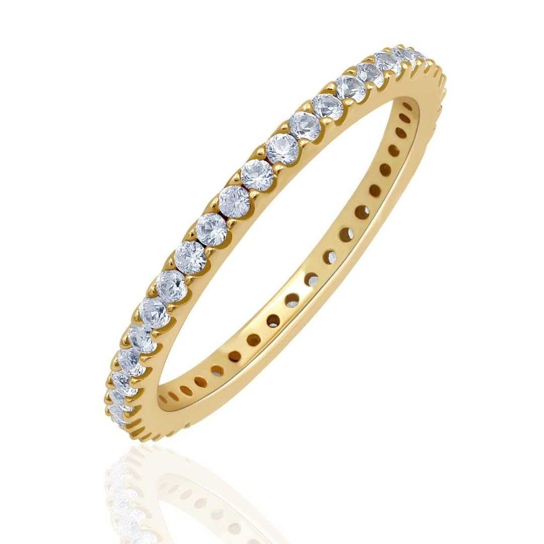 Stackable Eternity Ring for Women |Gold Plated – Ruby, Blue Sapphire, Simulated Diamond, Pink Sapphire, Emerald| Wedding Band |hypoallergenic Rings|