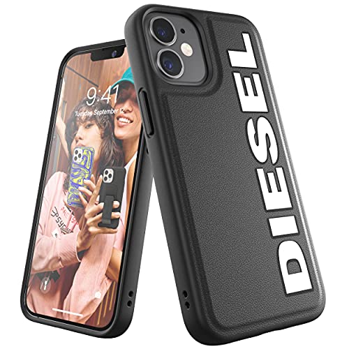 DIESEL Coque de Protection conçue pour iPhone 12 Mini 5.4, cœur moulé, résistant aux Chocs et aux Chutes, avec Bords rainurés, Noir/Blanc.