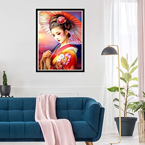 Skryuie Diy 5D Diamond Painting By Numbers Kits Japanese Woman, Diamond Art Geisha Crystal Embroidery Cross Stitch Art Craft Wall Sticker Decoration Wall Decoration 12X16Inch #TOP2