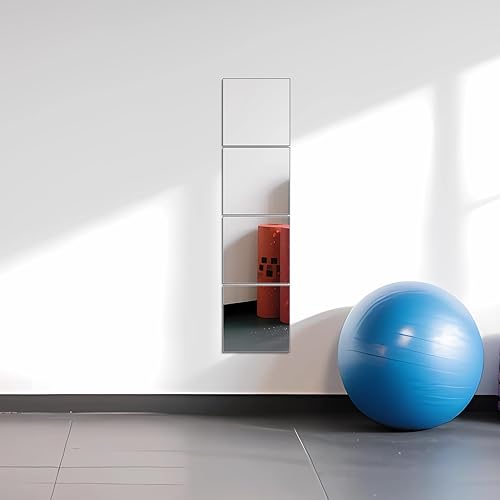 Miniatura 5 de Azulejos de espejo de pared de longitud completa, 10 x 10 pulgadas, 4 piezas sin marco, espejo de cuerpo completo, espejo montado en la pared para