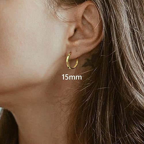 Hayoso 18K Gold Plated Hoop Earrings - 925 Sterling Silver Hoop Earrings Womens Hypoallergenic Hoops | Square Tube Hoop Earrings for Women 15mm/20mm/30mm/40mm2
