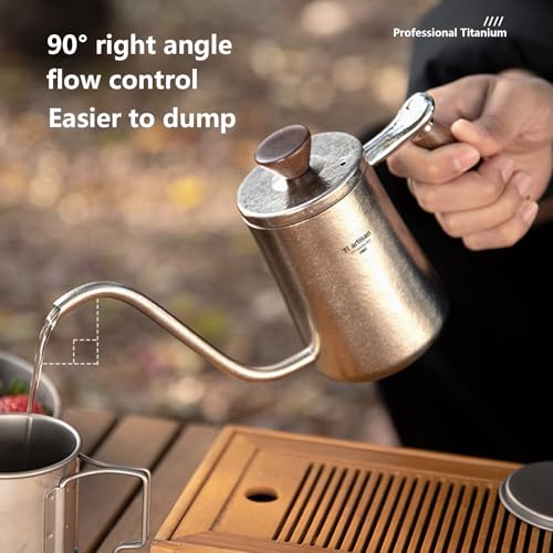 Ti artisan Titanium Hand Brewing Coffee Kettle 300ml with Insulated Handle, Pour Over Coffee Kettle 10.2fl oz, Titanium Teapot Coffee Pot Portable Teapot for Home Office Camping Hiking - Image 5