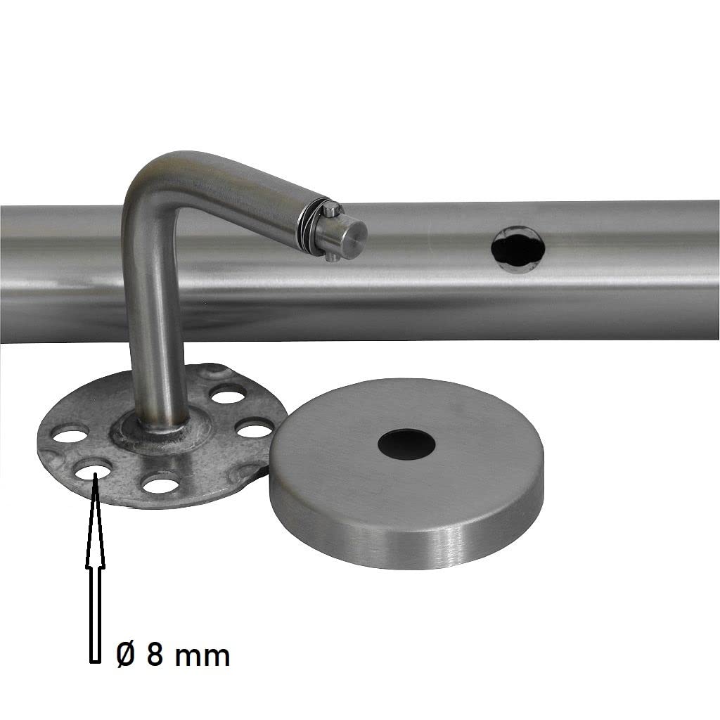 TIBU Handlauf Edelstahl 33,7 mm Geländer 100 cm gewölbte Kappe gewinkelte Halter