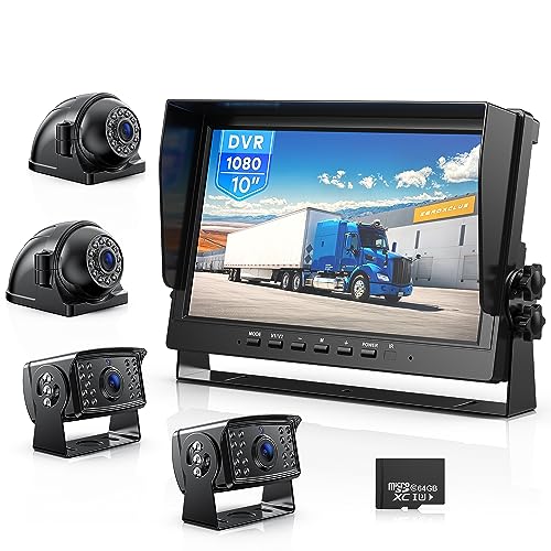 Image of ZEROXCLUB 10 inch HD Backup Camera System Kit, Loop Recording Large Monitor with Wired Rear View Camera, IR Night Vision Waterproof Camera with Safe Parking Lines for Bus, Semi-Truck, Trailer, RV, BY104A