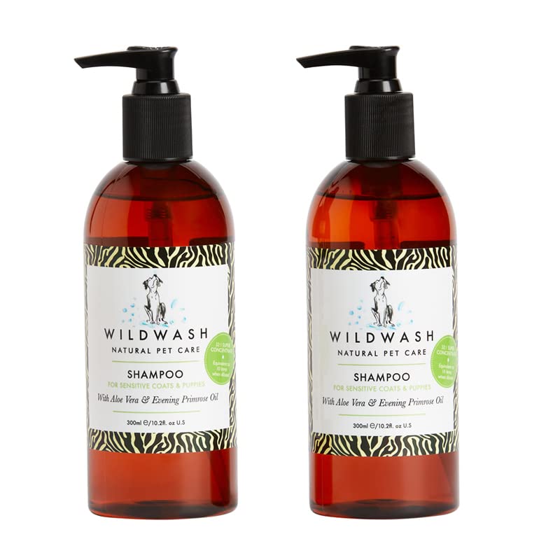 WildWash Sensitive Shampoo for Dogs with Itchy Allergy Skin and Puppies 300ml duo Set
