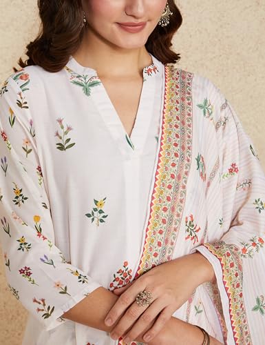 Image of Amazon Brand - Myx Women Guldasta Print Kurta Pant Set with Dupatta (Available in Plus Sizes)