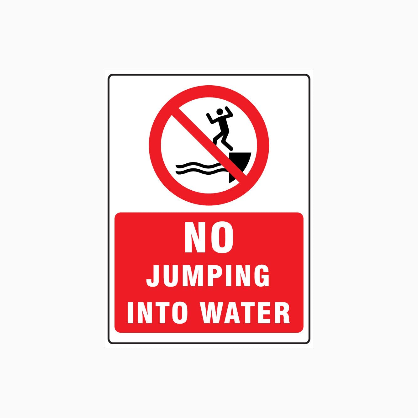 NO JUMPING INTO WATER Sign Prohibition Metal Tin Sign 8 x 12 inch for Industrial & Commercial Series