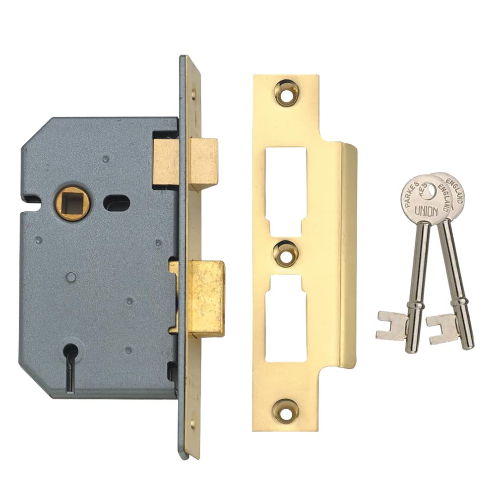 Union J2277-Pl-2.50 2277 3 Lever Mortice Sashlock Polished Brass 65Mm 2.5In Box