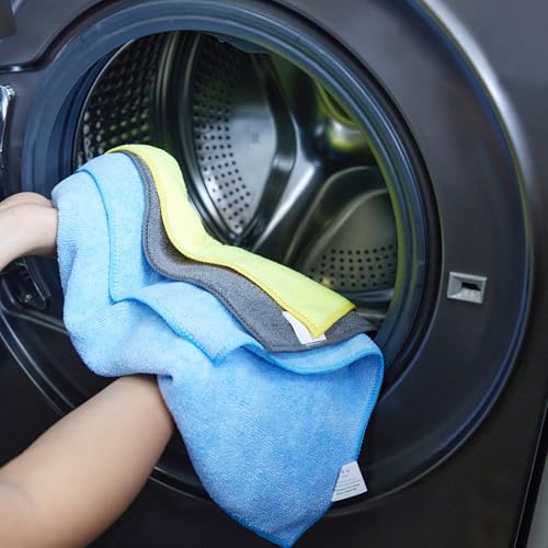 Image of Amazon Basics Pack of 8 Microfiber Cleaning Cloth | 300 GSM | Ultra Soft | Super Absorbent | Reusable | Multicolor| 40cm X 40cm