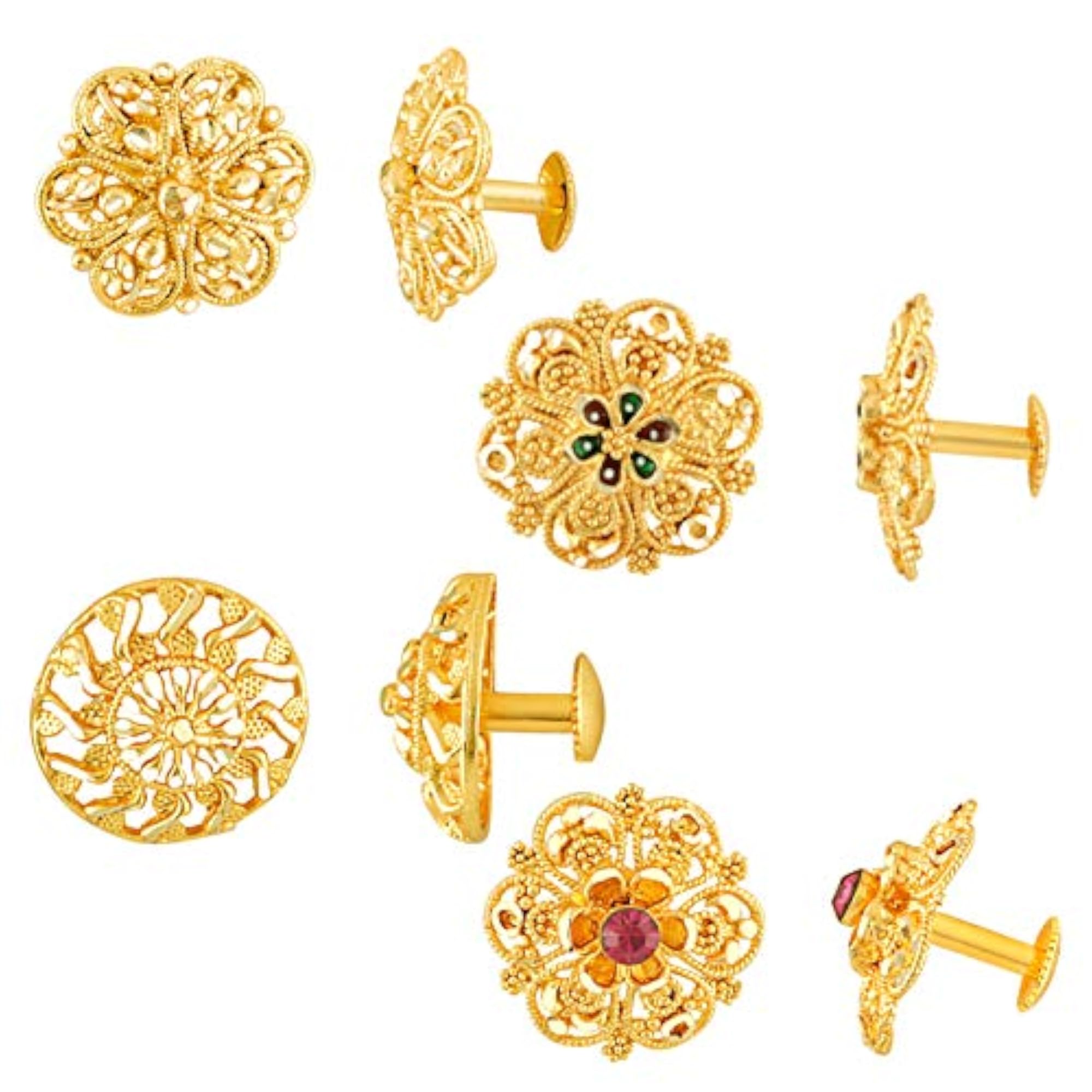 Women's Traditional Temple Combo Set Pack of 1 Gram Gold Studs