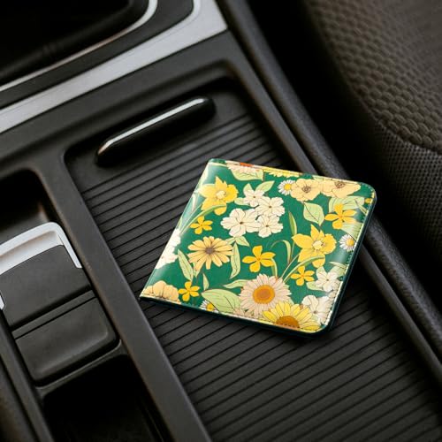 Image of CoBak Car Registration and Insurance Holder - Vehicle Glove Box Car Organizer, Auto Truck Comparment Accessories Case for Essential Document, Driver License, Cards (Blossom Forest Green)