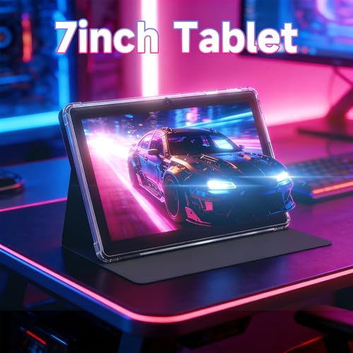 Image of YQSAVIOR 7 inch Tablet | Android 14 | Tablet with Protective Case | 8GB+32GB+2TB Expand | Eye-Friendly Screen | Dual Camera | 2.4G+5G WiFi | Widevine L1 | Educational | Games | Black