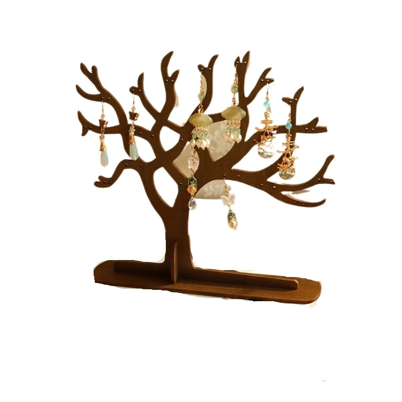 Zymjzbetic Jewellery Tree Retro Earring Tree Wooden Jewelry Storage Racks Creative Branch-shaped Ornaments Home Desktop Display Stand(Black)