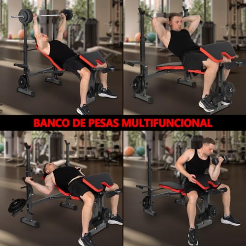 EIGFOH Banco De Musculación Multifuncional,Ejercicio En Casa Abdominales En Casa,Entrenamiento Completo Banco Musculación Plegable,Fitness En Casa,Máx 150Kg - imagen 3