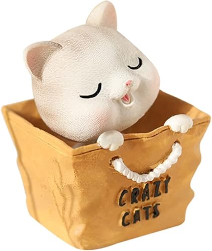Adornos de gato lindo con cabeza temblorosa, adorno de gato, decoración de muñeca de automóvil, estatua de gato de resina de dibujos animados,
