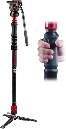 Vista 23 de IFOOTAGE Monopod de fibra de carbono de 71 "Cobra 3 C180F, monopie de cámara ligero para viajes, video profesional mono pod con base de trípode