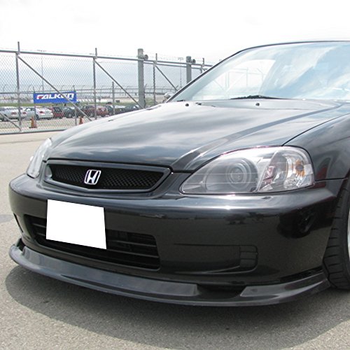 Front Bumper Lip Compatible With 1999-2000 Honda Civic, Fm Style Black Pu Front Lip Finisher Under Chin Spoiler Air Dam Chin Diffuser Add On By Ikon Motorsports #TOP2