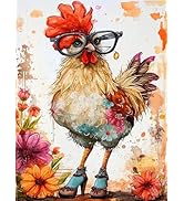 Ekuxom Chicken Diamond Art Kits for Adults, Chicken Diamond Painting Kits for Adults, Full Drill ...