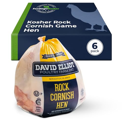 6 Pack Rock Cornish Game Hen, Kosher Certified, All-Natural Premium Chicken, Individual Portion, Farm Fresh, Tender and Juicy, Easy to Prepare, Perfect for Roasting & Grilling