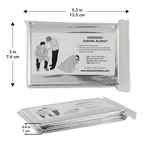 Image of Emergency Mylar Thermal Blankets | Emergency Kit Roadside First Aid Kit Travel | Hiking Gear Camping Outdoor Sleeping Insulated - Silver by Marathon Housewares