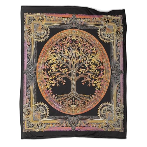 kaiyun Manta 3D Árbol de la Vida,Manta para Sofá 70x80inch(180x200cm),Manta De Peluche con Diseño De Sofá Fondo Negro